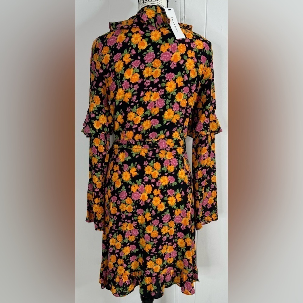 NWT Topshop Rose Ruffle Wrap Mini Dress Size 10 - Picture 11 of 13
